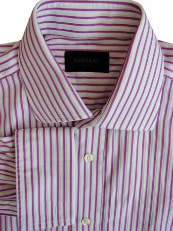 DUCHAMP LONDON Shirt Mens 15 S White – Purple Stripes - TEXTURED ...