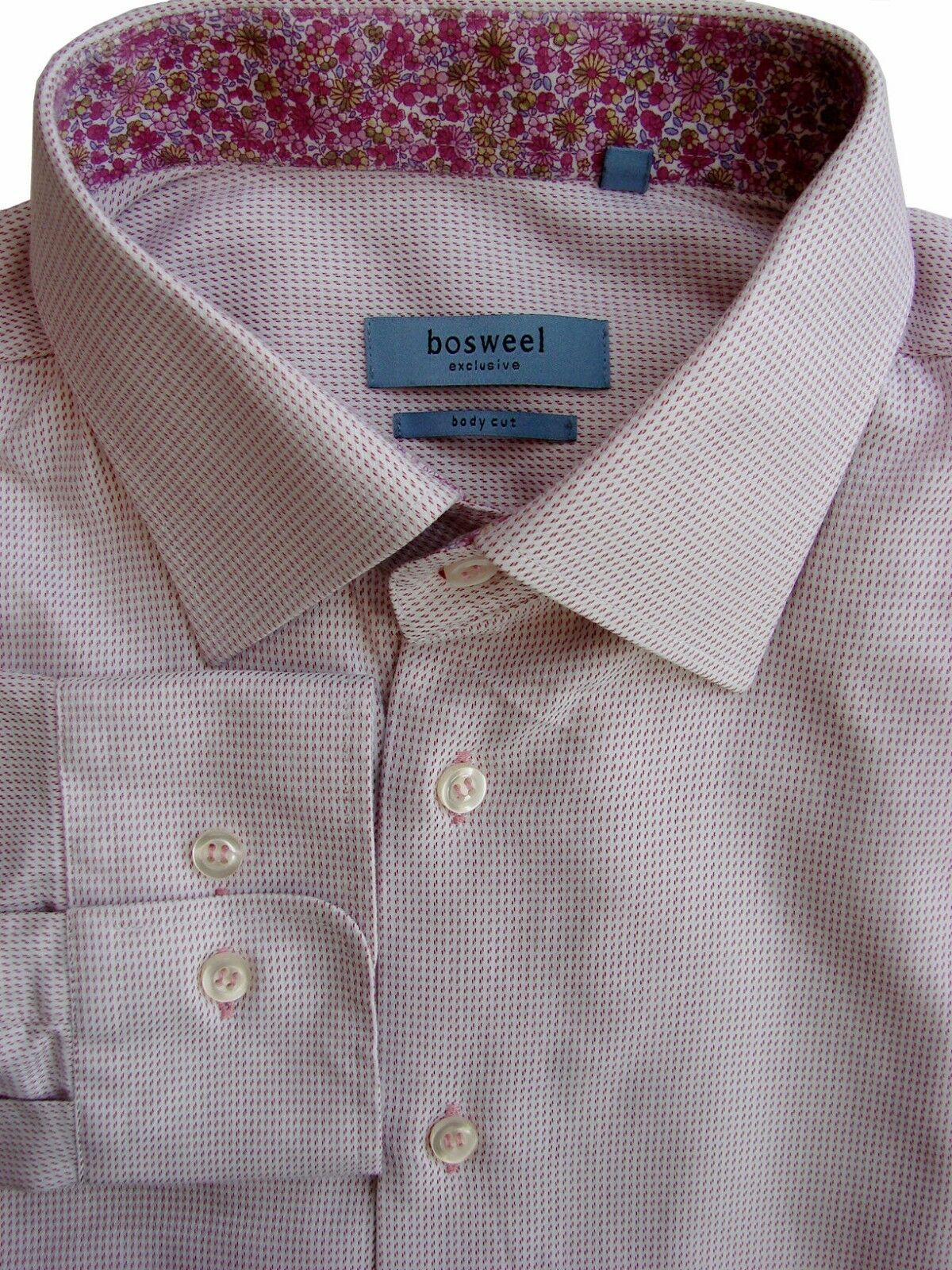 BOSWEEL EXCLUSIVE Shirt Mens 17 L Pink – Tiny Diamonds BODY CUT ...