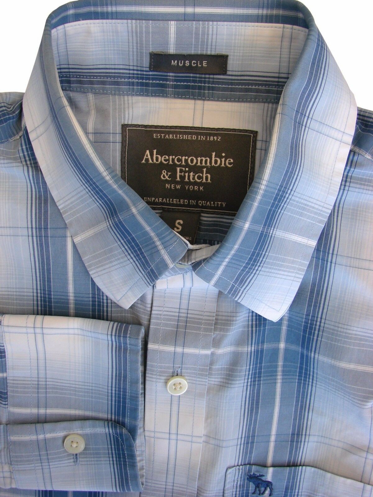 Abercrombie And Fitch Shirt Mens 15 5 S Blue Check Muscle Brandinity