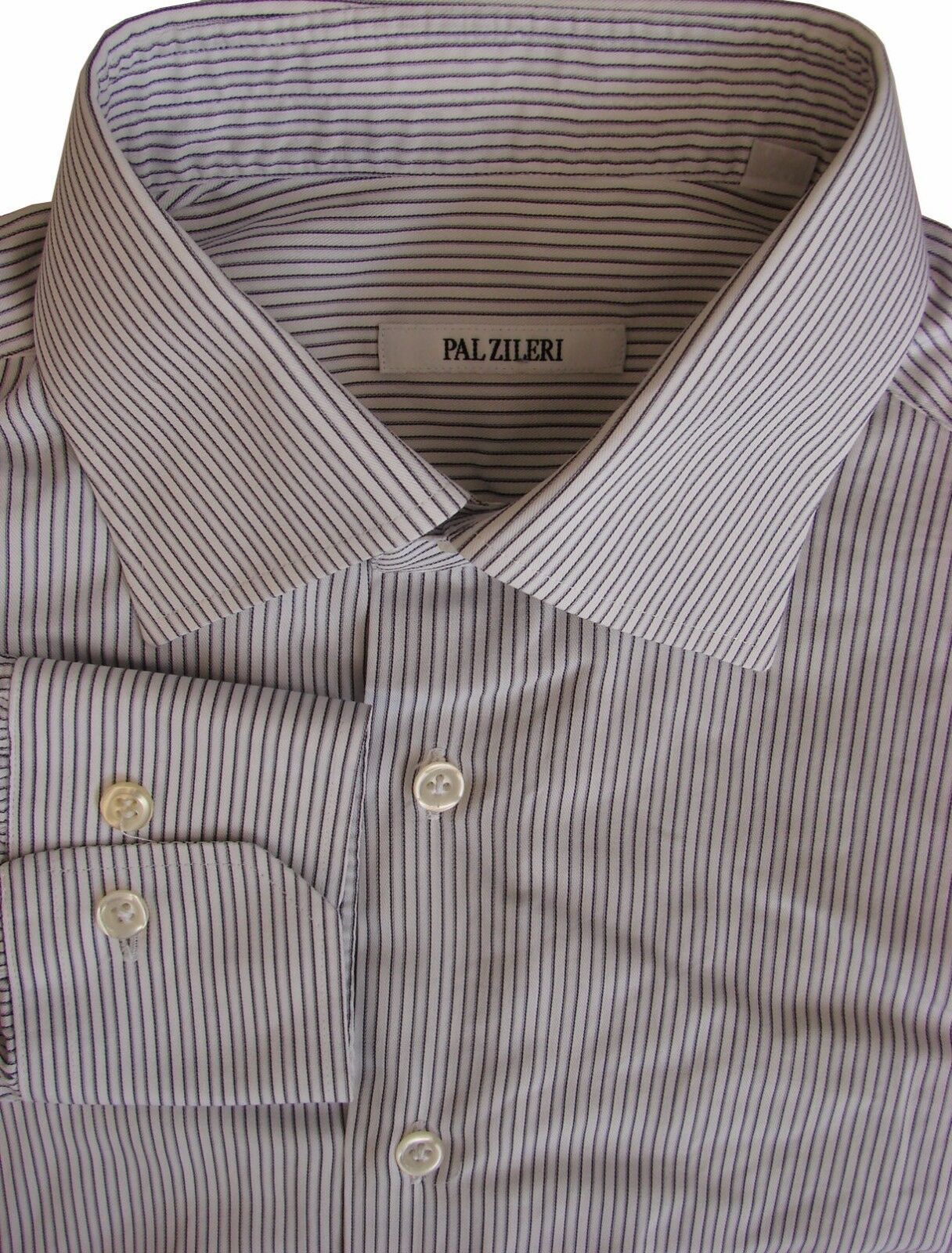 PAL ZILERI Shirt Mens 15 S White - Black Stripes - Brandinity